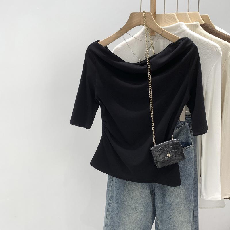 Women's Unique One-Shoulder Mid-Sleeve Top - 2026 Summer Trend
