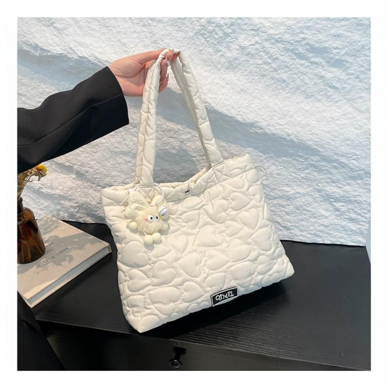 Korean Style Sweet Quilted Love Down Cotton Bag Girls All-matching Tote Light Casual Shoulder