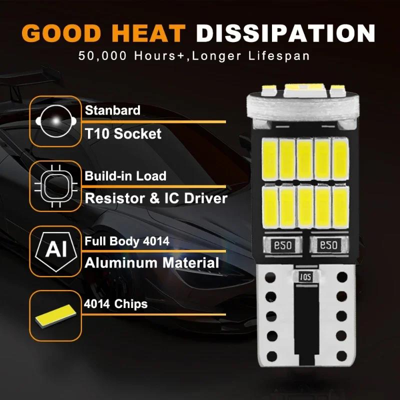 1-50Pcs W5W T10 Led Bulbs Canbus 4014 SMD 6000K 168 194 Led 5w5 Car Interior Light Dome Reading License Plate Light Signal Lamp Bulbs 7
