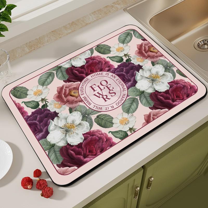 

Грязепоглощающий быстросохнущий термостойкий нескользящий коврик для посуды Коврик для сушки посуды Коврик для столовых приборов Кофейный коврик 30cm*40cm