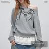 UNIFREE Sweet Cool Print Chain Slanted Collar Loose Hoodie
