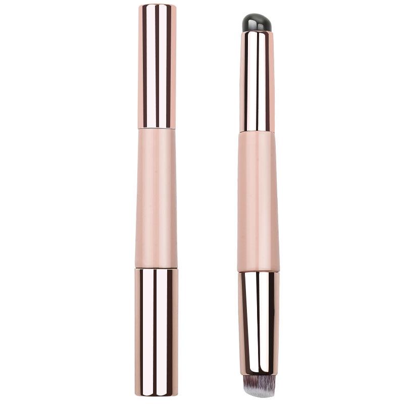 Two-in-One Silicone Lip & Concealer Brush with Lid - Round Head for Lipstick, Lip Balm, and Nail Art.