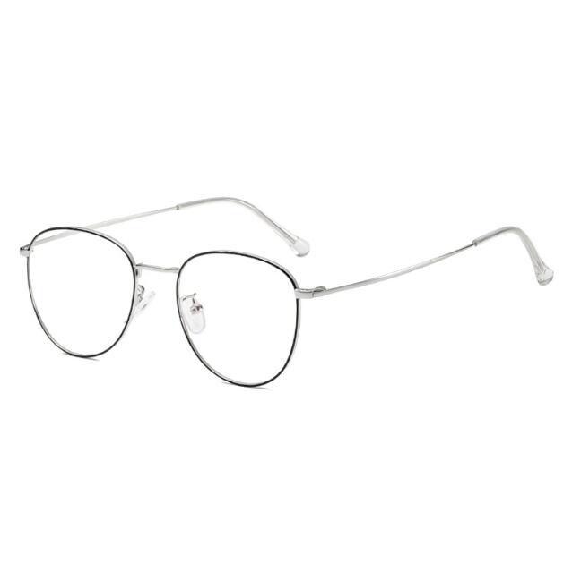 Classic Round Women's Metal Frame Optical Eyeglasses Anti Blue Light Computer Oval Eyeglasses Diopter 0 -1.0 -2.0 To -6.0