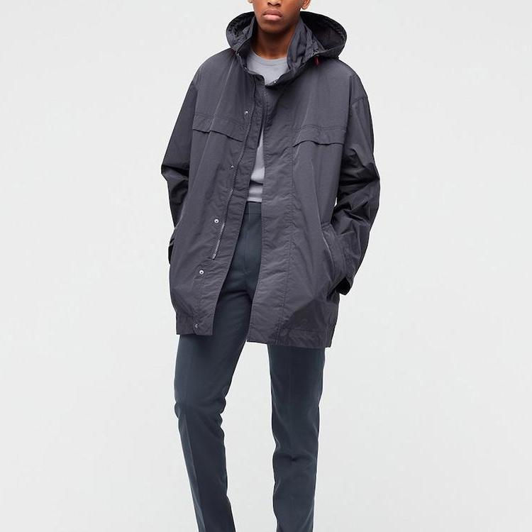 Uniqlo X Jil Sander Loose Fit Hooded Zip-Up Mid-Length H-Line Coat Men Coats Dark-Gray 439927-08