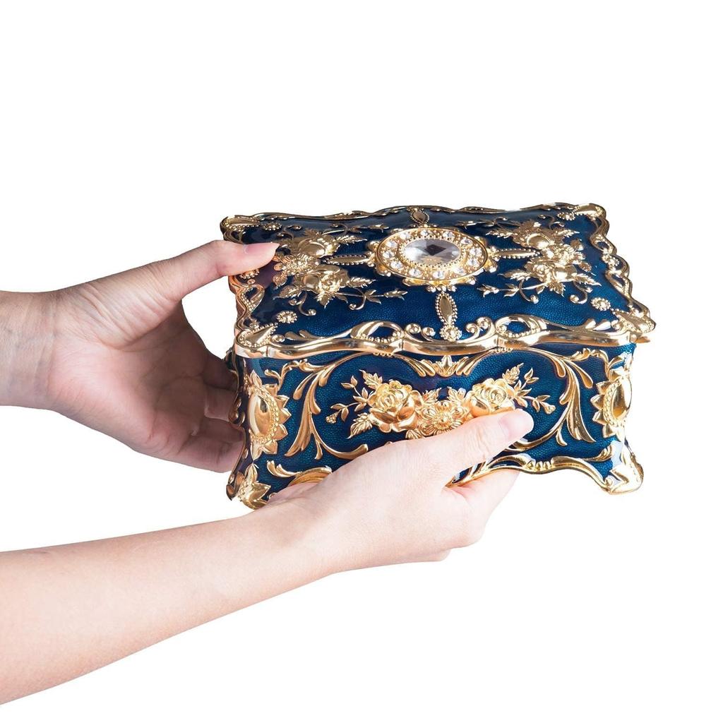 Feyarl Jewelry Box, Jewelry Storage Box, Jewelry Case, Watch Box, Blue, Rectangular, Large