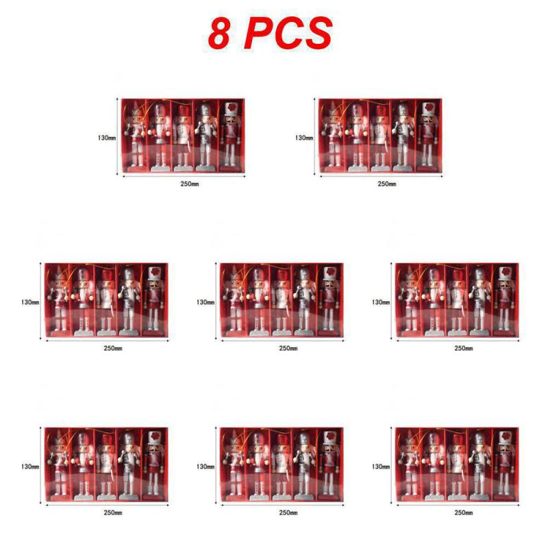 1~8PCS Nutcracker Wooden Doll Christmas Nutcracker Figurines Vintage Handcraft Puppet Crafts Festival Creative Ornament Dolls