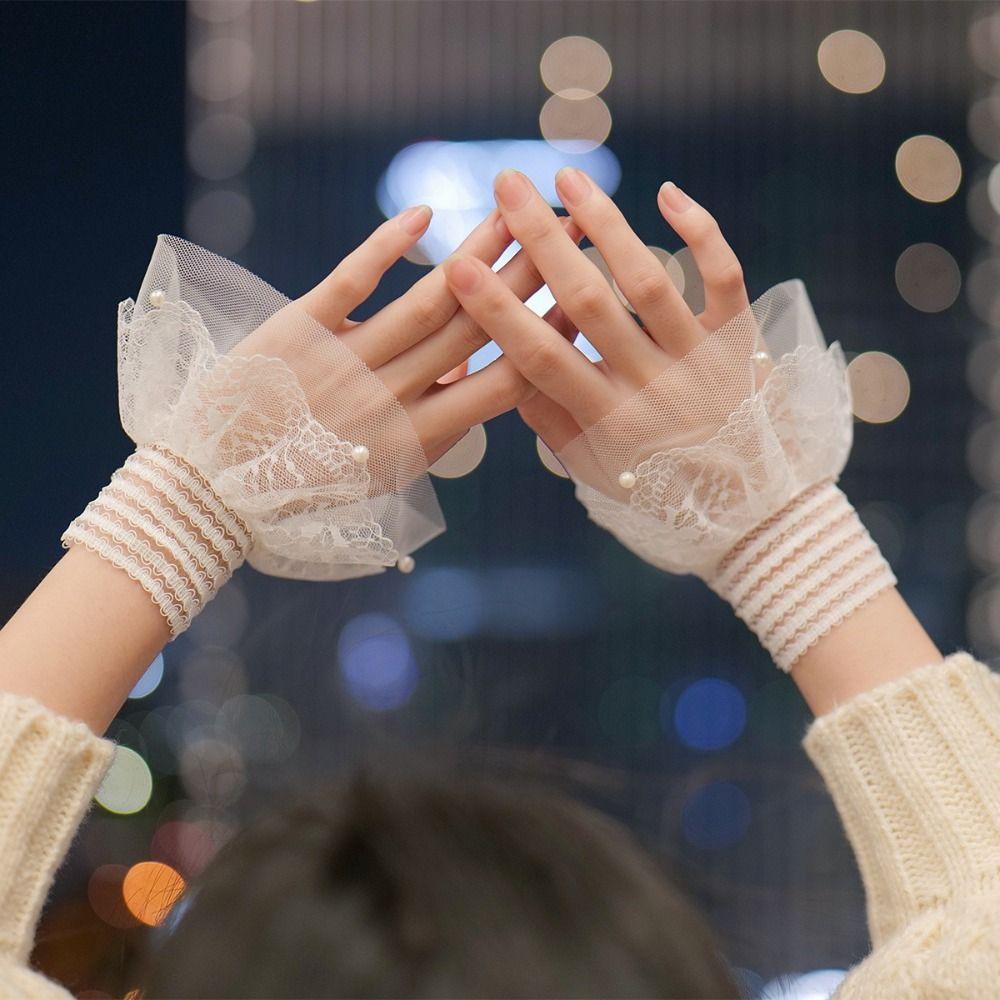 Detachable False Sleeve Cuffs White Black Wrist Cuff New Sweater Cuffs  Nail Art Accessories