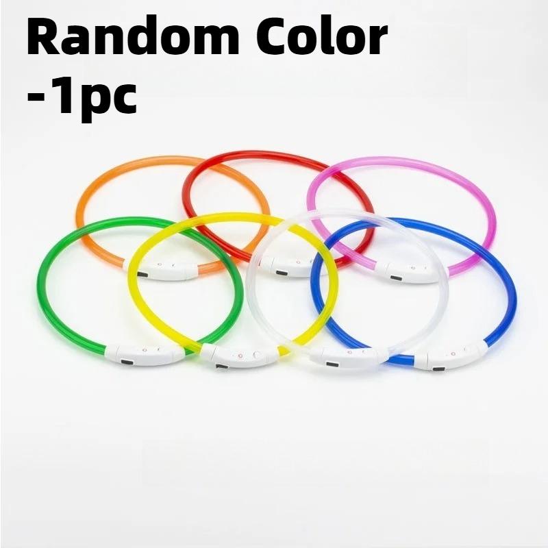 

3 Modes Dog Charge Collar LED USB Cat Silicone Colorful Collars Cuttable Night Glow Pet Loss Prevention Dogs Accessories 70cm