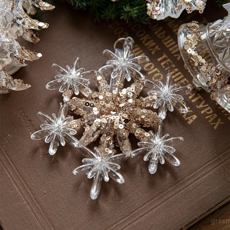 Christmas Pendants Acrylic Sequin Snowflakes Christmas Tree Ornaments Hanging Decoration Xmas New Year Atmosphere Supplies