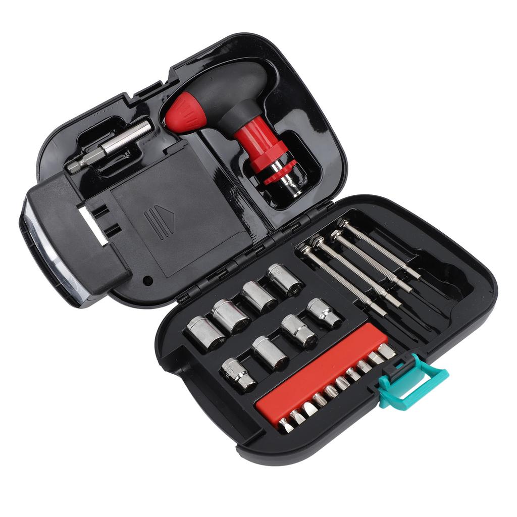 LED Flashlight Household Tool Kit Includes Miniature Screwdriver Set Ratchet Handle Sleeve Watch