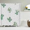 Cactus Pattern Bath Curtain Waterproof Fabric Shower Curtains Fresh Flower Plant Bathtub Screen For Bathroom Home Decoration