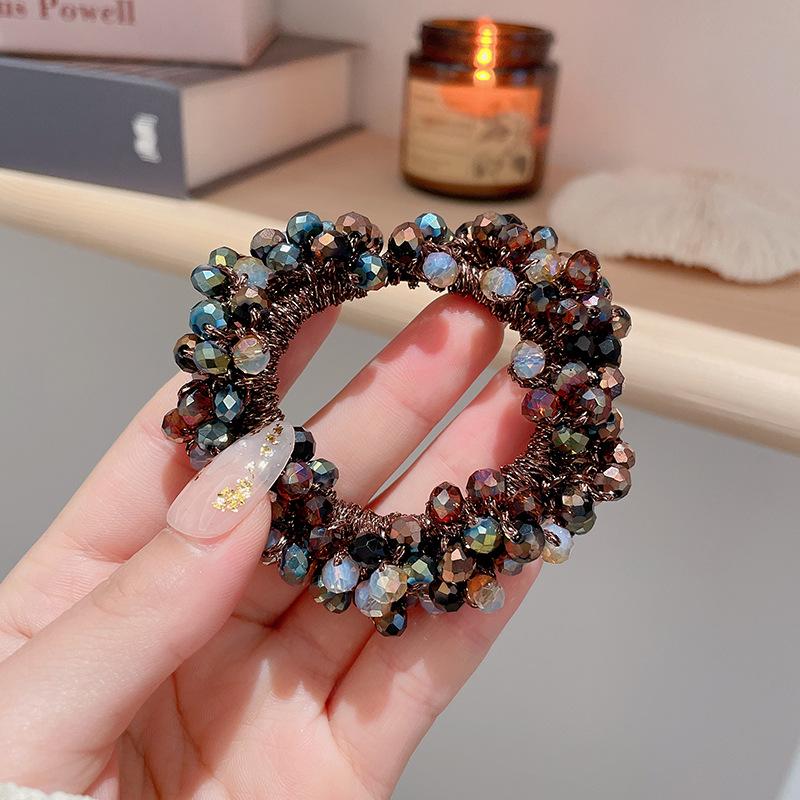 

Изысканная резинка для волос с кристаллами и жемчугом - Прочная эластичная лента для стильных хвостиков