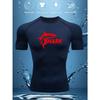 Mens White Compression Short Sleeve T-Shirt Red Shark Graphic Quick Dry High Elasticity Gym Workout And MMA Athletic Top