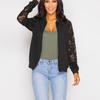 Women's Solid Casual Outwear Lace Long Sleeve Jacket Spring Autumn Elegant Zipper Coat Office Wear Slim Office Coat