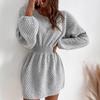 2024 Autumn/Winter European & American Women’s French Loose Knit Dress with Waist-Cinching Design
