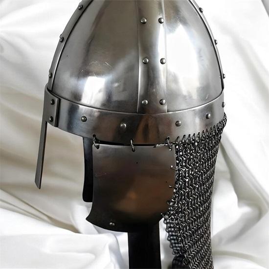 

Medieval Viking Norman Nasal Helmet with LARP Chainmail and Renaissance Armor
