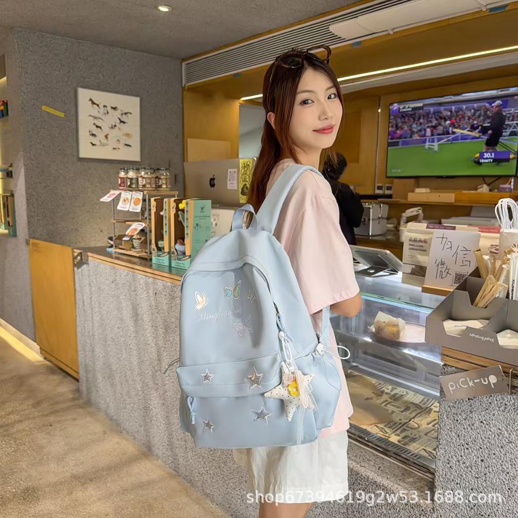Schoolbag New Cute Star Schoolbag College Student Niche Girl Backpack Versatile Large Capacity Junior High School Campus Backpack