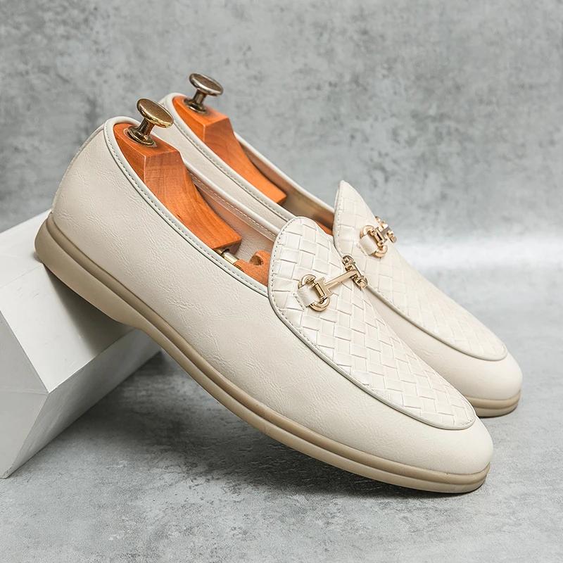 Fashion Men Luxury Leather Shoes Casual Moccasins Mens Fashion Slip-on Summer Party Wedding Loafers Men Light Comfortable Driving Flats