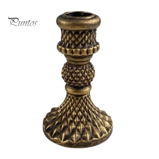 European Retro Candle Holder Vintage Taper Holder, Nostalgic Resin Candlestick Decorative Black Stand for Wedding Party Dinning Table Centerpiece Gold