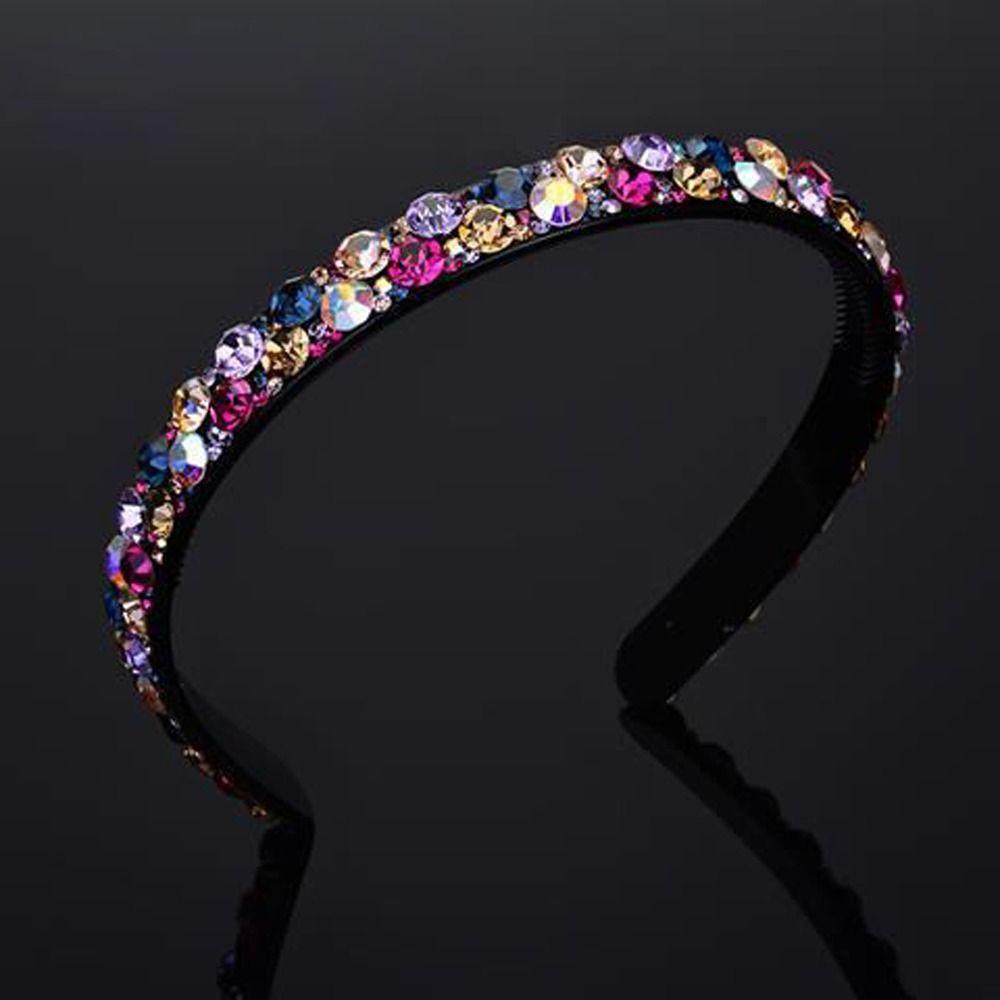 

Нескользящая плетеная повязка на голову Женские обручи для волос Корейские повязки для волос Повязки на голову со стразами в стиле барокко и с кристаллами разноцветный