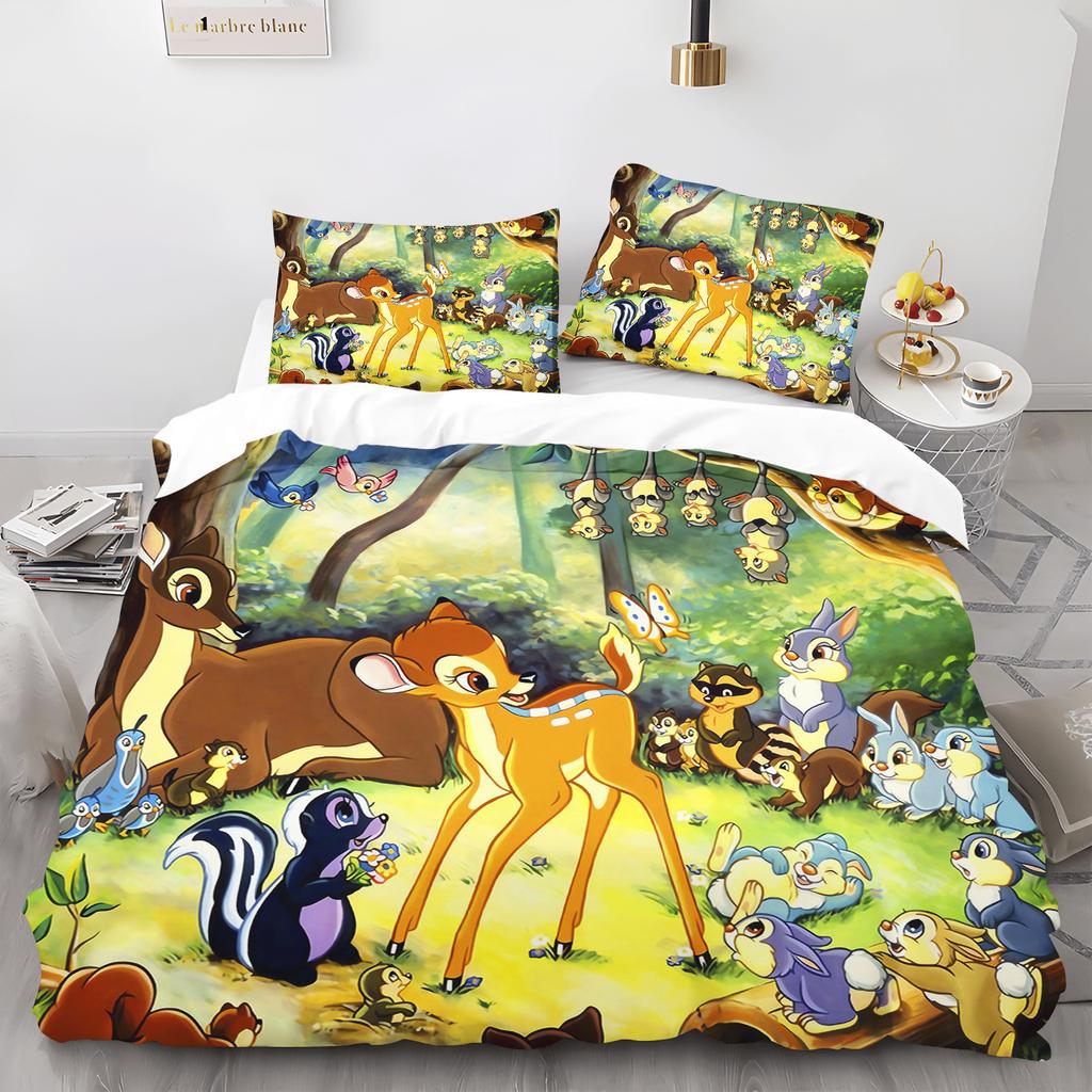 2/3-Piece Set Cartoon Cute Bambi Bedding Set Sampdoria Duvet Cover Childlike Innocence Bedroom Decor Child Gift