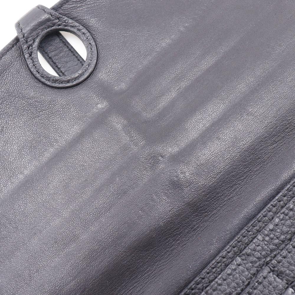 HERMES Dogon Long Purse black Taurillon Clemence unisex Used