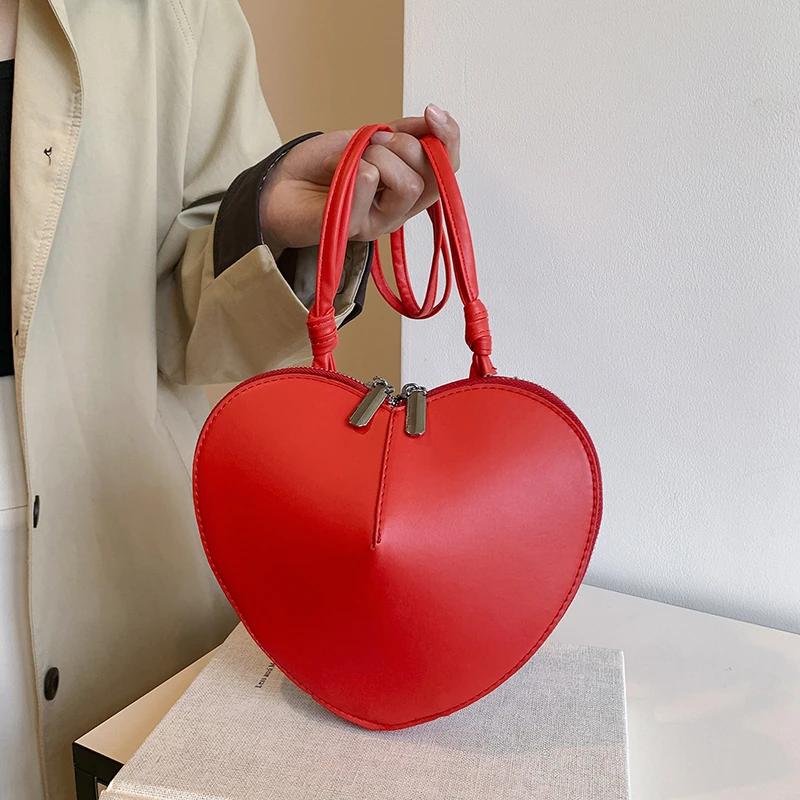 Soft PU Heart Crossbody Bags Women  New Fashion Solid Small Shoulder Bags Designer Zipper Luxury Handbags