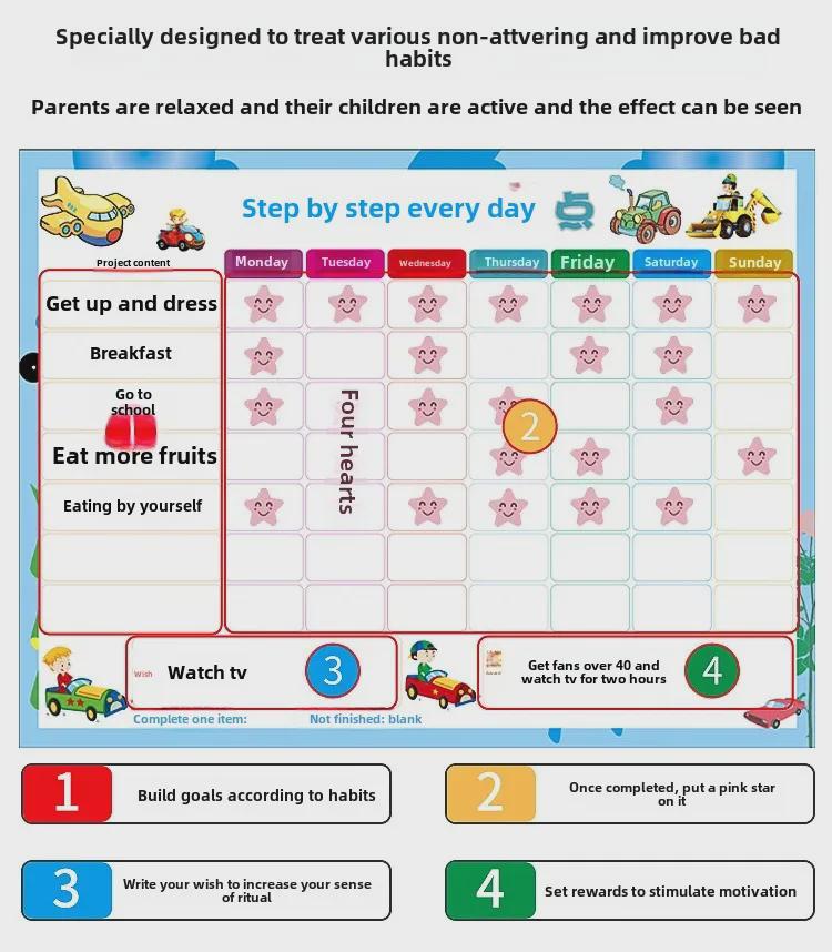 Magnetic Kids' Growth and Habits Tracker with Reward Stars