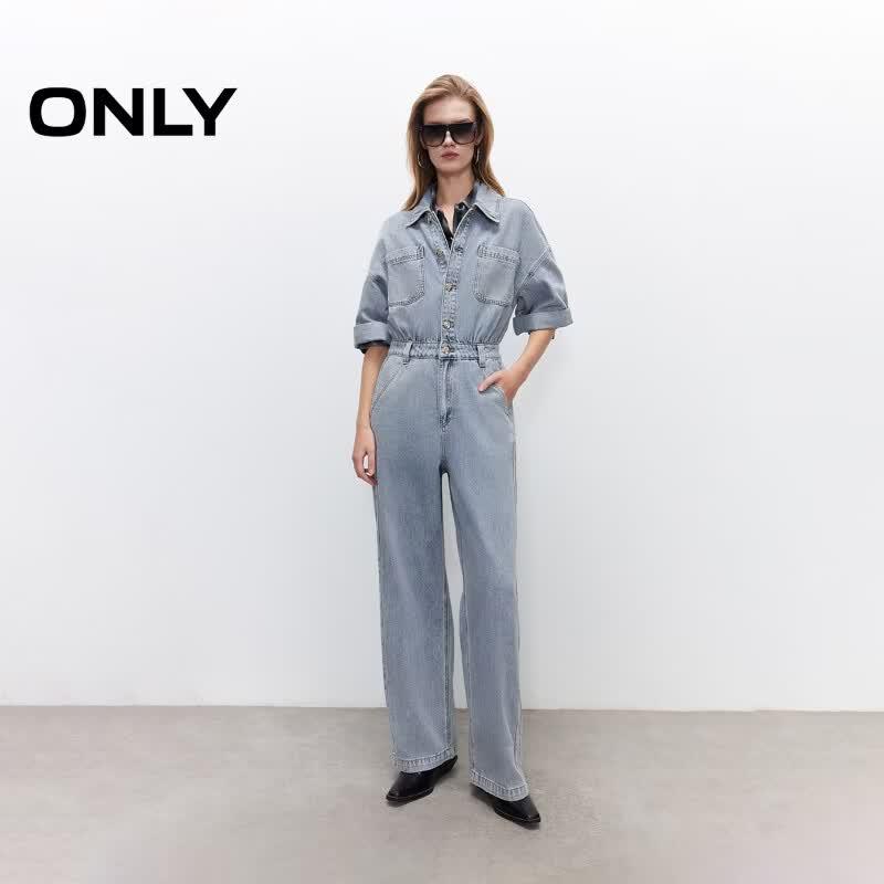 ONLY Women s Retro Workwear Denim Jumpsuit L