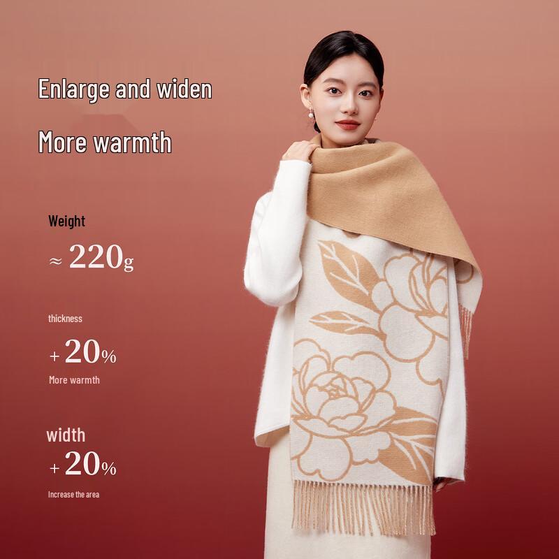 Hengyuanxiang Women's 100% Wool Jacquard Scarf Shawl