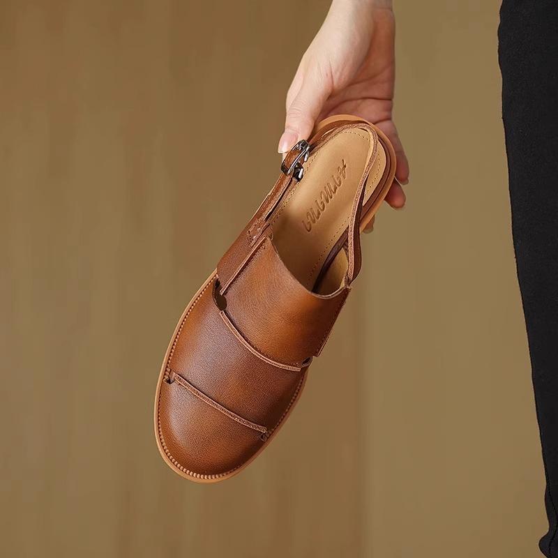 Women's Bag-toe Sandals  Summer Casual and Fashionable Low Heel Shoes Comfortable Closed Toe Women's Shoes  De