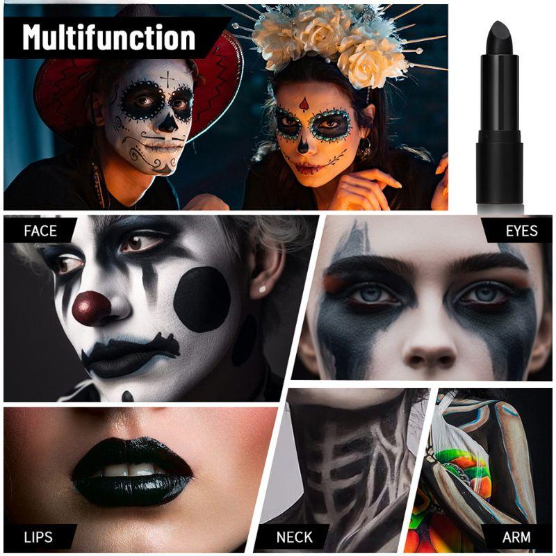 Pasta preta para os olhos fantasia de rosto de fã de futebol pintura facial para festa infantil preto para os olhos batom de Halloween