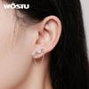 WOSTU 925 Sterling Silber Zarte blaue und weiße quadratische Zirkonia-Kettenohrringe für Frauen Schmuck Geburtstagsgeschenk