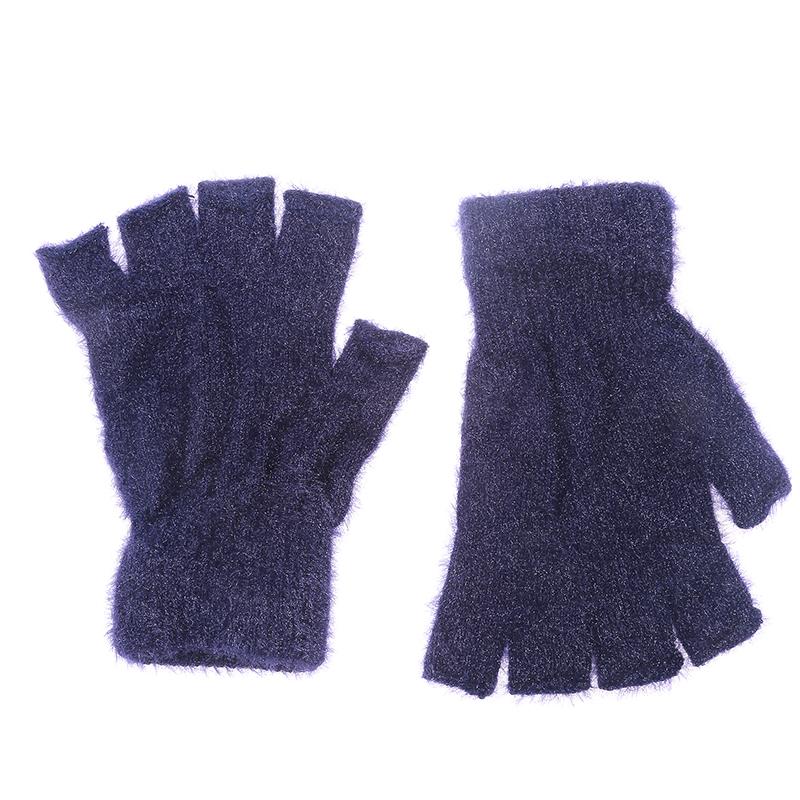 Winter Fingerless Gloves for Women Men Thermal Mink Fur Touchscreen Half Finger Gloves for Cold Weather