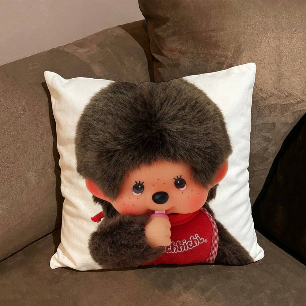 Cartoon Cute Bear M-Monchhichi Pillow Cushion Cover Pillowcase Living Room Sofa Home decorative pillowcase