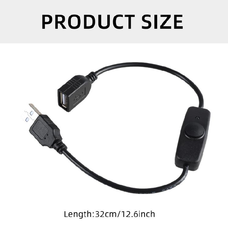 12.6inch Extension Cable Cord with Power Switching Button, USB Male to Female Extender Cord for USB Fan/LED Desk Light
