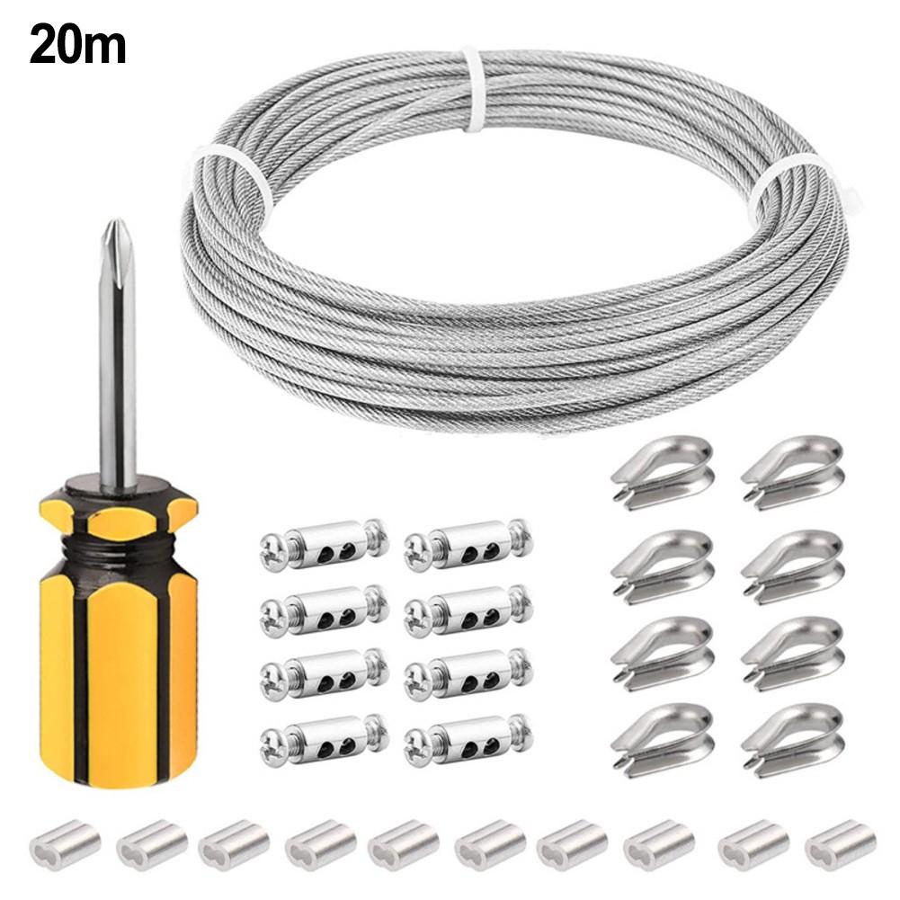 Generous Length Options Stainless Steel Wire Rope Vinyl Coated Cable Kit