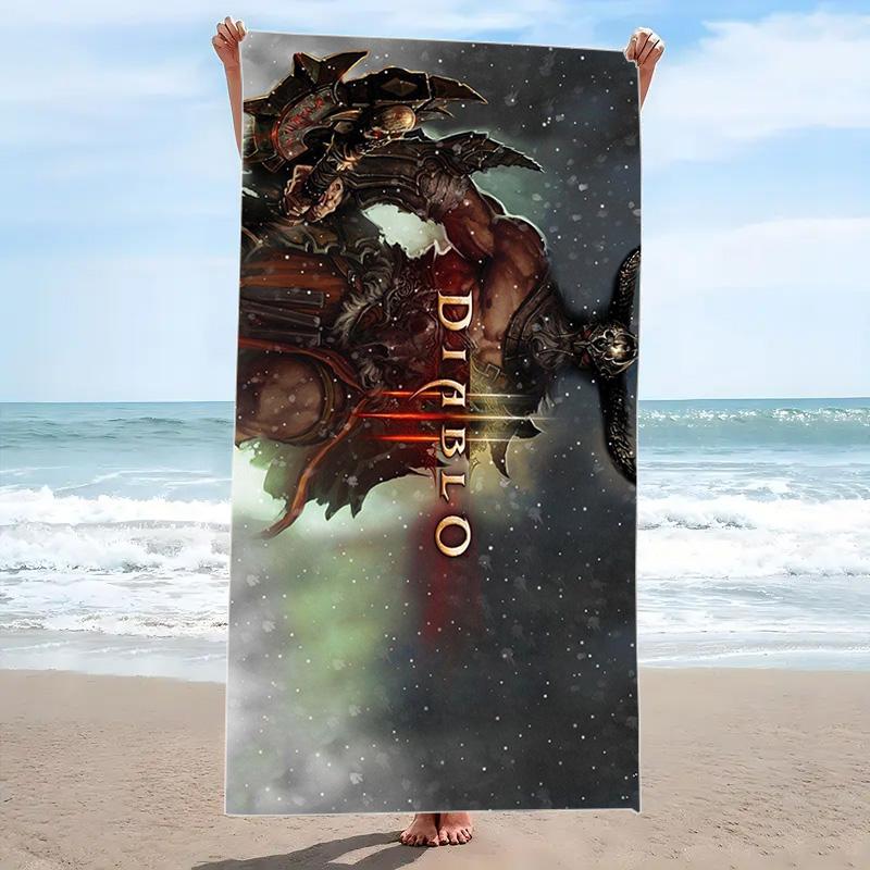 Diablo Print Beach Towel, Large Soft Quick Dry Towel for Beach Camping Swimming