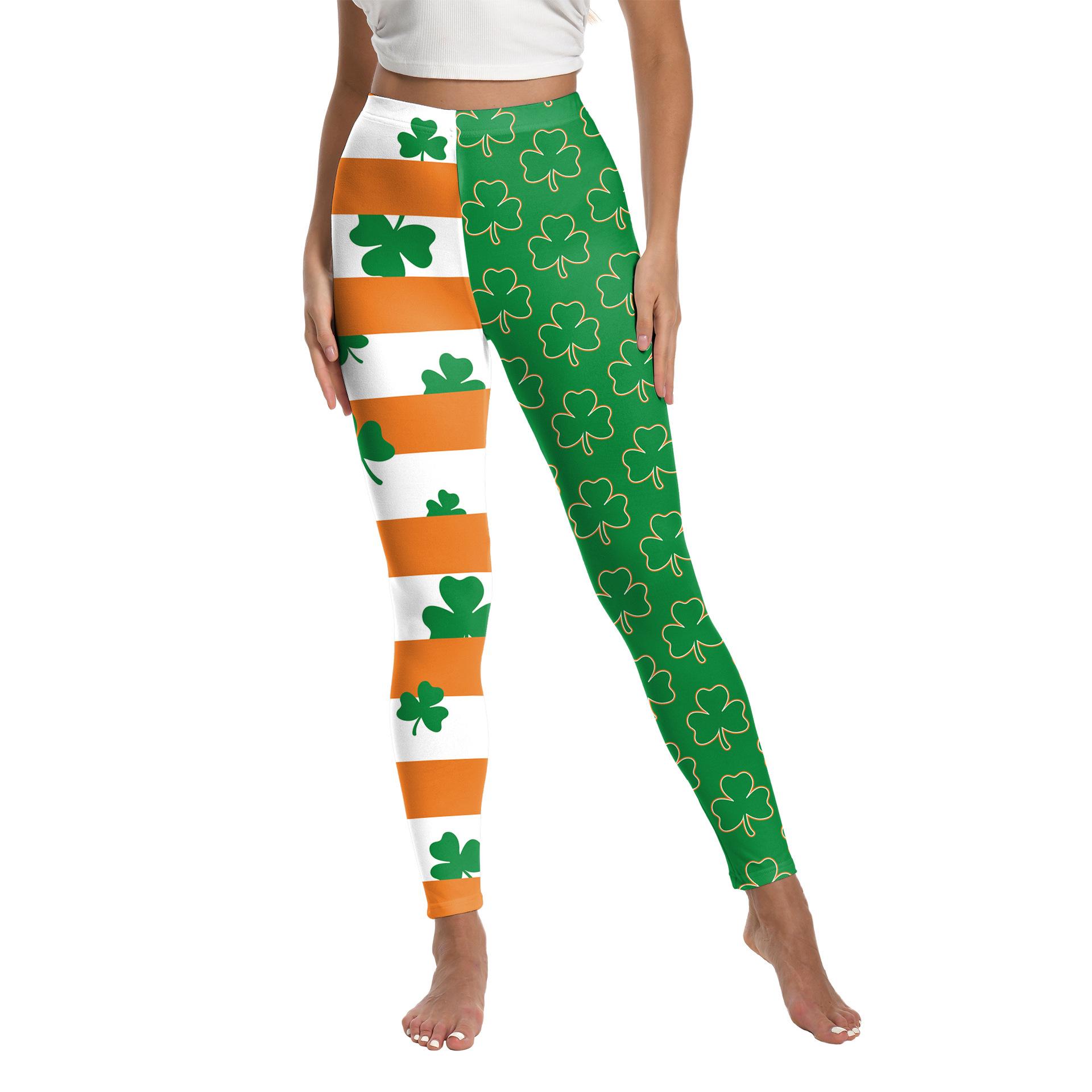 

Ireland 2026 Green Shamrock St. Patrick s Day Yoga Pants Medium