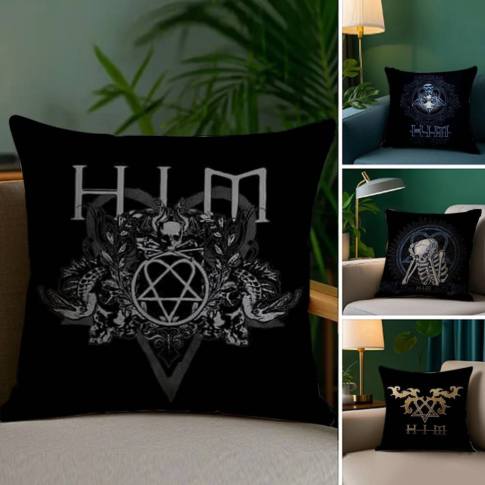H-Him Ornate Heartagram Pillow Case Home Double-sided Printing Short Plush Colorfast Microfiber Cushion Cover