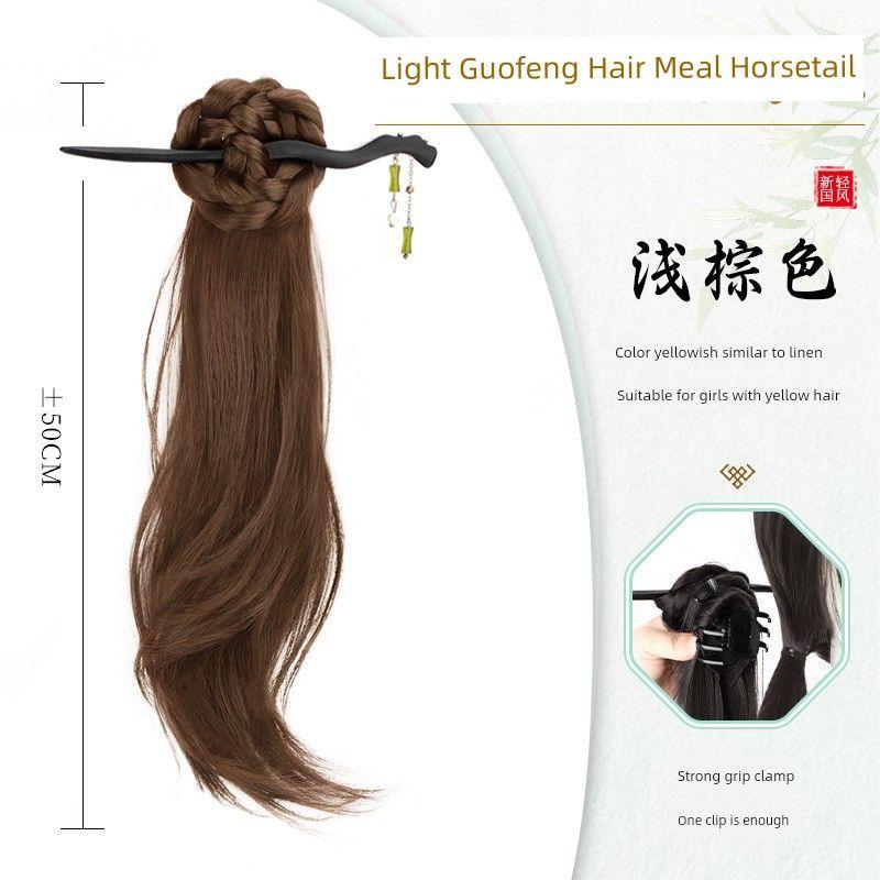 Chinese Style Artificial Hair Ponytail Light National Style Hairpin Integrated Grip Antique Hair Accessories Han Chinese Clothing Cheongsam Ponytail