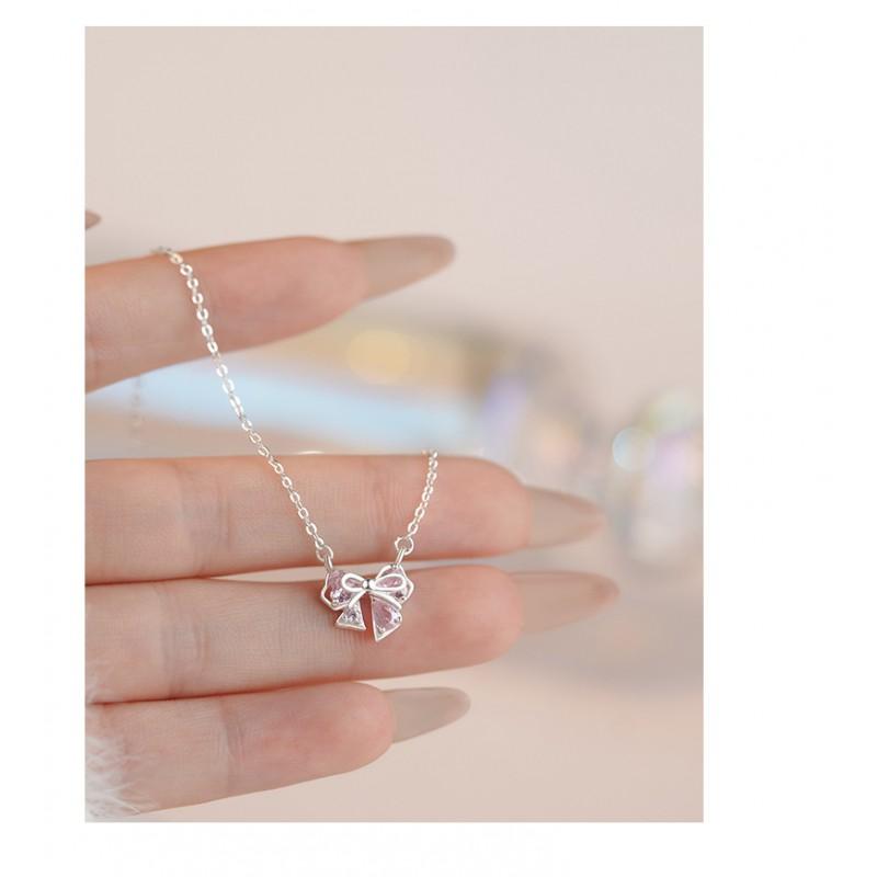 Bow Pendant Necklace Choker Women Elegant Minimalist Jewelry