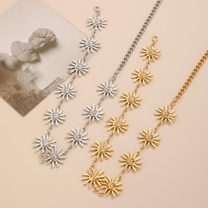 Metal Sunflower Smiley Waist Chain Belt Women Boho Body Jewelry Accessory
