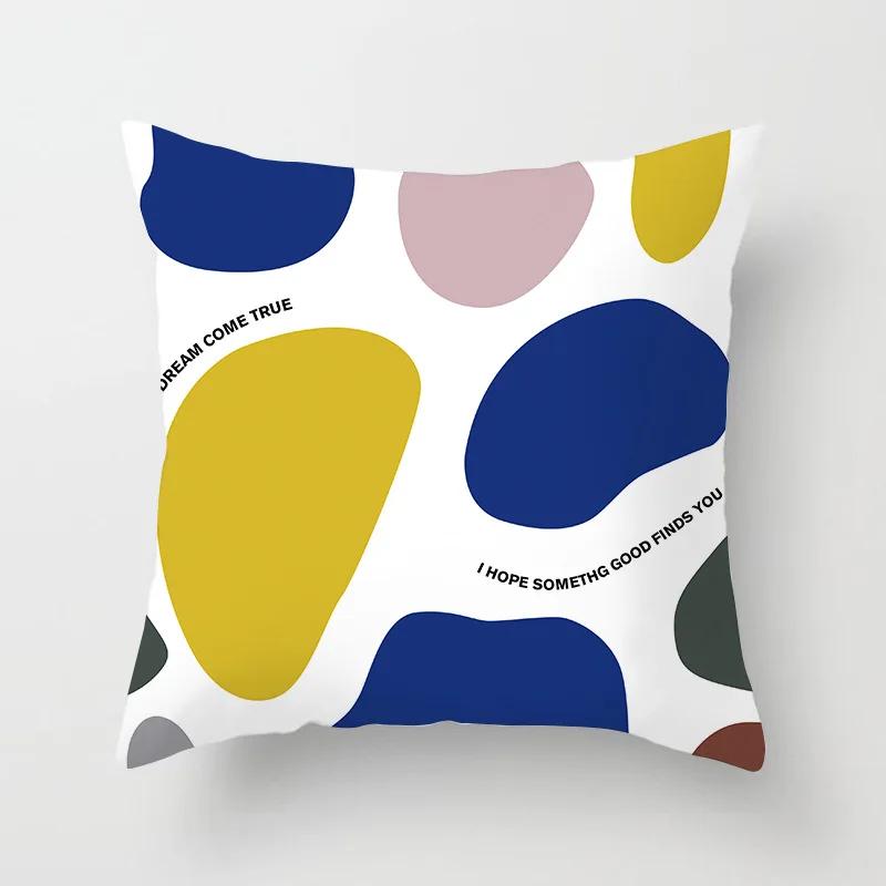 45x45cm Abstrakte Geometrische Berg Kissenbezug Blau Polyester Sofa Hotel Büro Sitzkissenbezug Heimdekoration
