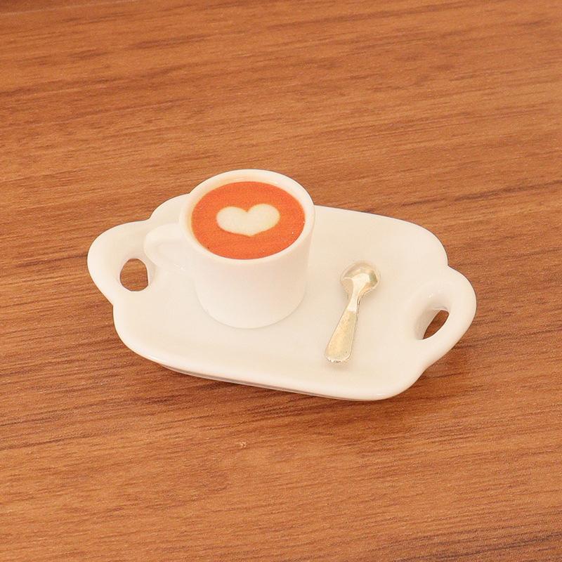 3Pcs/Set 1:12 Dollhouse Miniature Simulation Coffee Cup Spoon Tray Coffee Tray Living Scene Model Kitchen Tableware Decor Toys