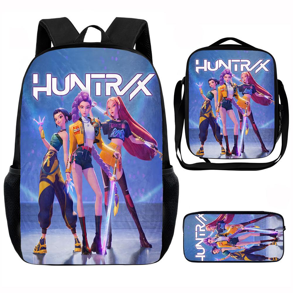 K-Pop Print 3-Piece Set: Instagram-Style Large-Capacity Student Backpack for Girls