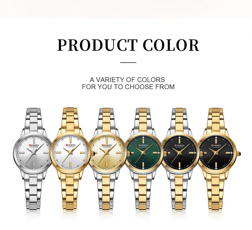 CURREN 9094 Women's Waterproof Quartz Watch: Stainless Steel Strap, Korean Style with Rhinestone Accents.