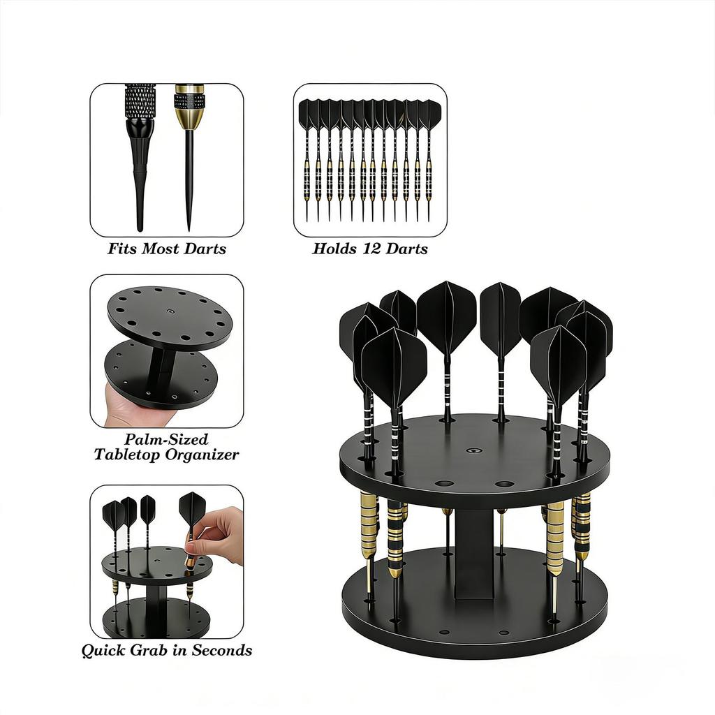 Dart Display Holder Acrylic 12 Slot Lightweight Round Dart Display Stand Tabletop Display Rack For Dart Wooden Holder Accessory