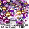 VDD 30/60/100/200g Mix Size ABS Half Round Pearls Flatback Beads Color Resin Rhinestone Crafts Nail Art DIY Decoration
