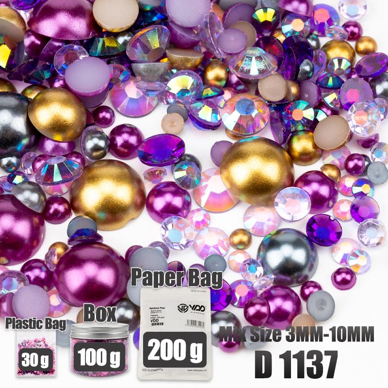 VDD 30/60/100/200g Mix Size ABS Half Round Pearls Flatback Beads Color Resin Rhinestone Crafts Nail Art DIY Decoration
